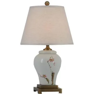 Fine Asianliving Chinesische Tischlampe Porzellan mit Lampenschirm E27 Orientalische Tischleuchte Keramik Nachttischlampen Schlafzimmer Wohnzimmer