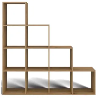 Selsey Stufenregal Stepi Artisan-Eiche 153 cm , Holzwerkstoff , 10 Fächer , Rechteckig , 153x152x30 cm , Wohnzimmer, Regale, Bücherregale