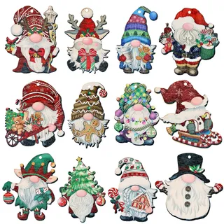 Weihnachten Anhänger Zwerg Holz 24 Stück Weihnachtsdeko Wichtel Ornament | Weihnachtsbaumschmuck mit Schnur Weihnachtsbaum Anhänger kleine Weihnachtsfiguren Weihnachtsdeko zum Aufhängen Multi-Muster