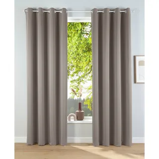 Verdunkelungsvorhang OTTO HOME "Solana" Gr. 4, beige (sand), B:140cm H:245cm, Polyester, Gardinen, Verdunkelungsvorhang, 2-er Set, Breite 140 cm, einfarbig, Topseller