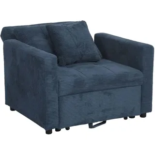 MCW Schlafsessel MCW Cord 100 x 86 x 88 cm Blau mit Kissen