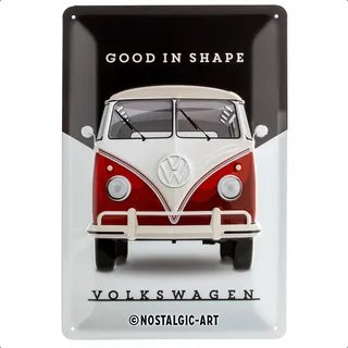 Nostalgic-Art Retro Blechschild, 20 x 30 cm, VW – Good In Shape – Volkswagen Bus Geschenk-Idee, Original Lizenzprodukt (OLP), aus Metall, Werkstatt-Deko im Vintage Design, Blechschilder Sprüche