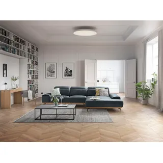 Musterring Wohnlandschaft "MR 2490 Ecksofa mit erstklassigem Sitzkomfort, Long-Life-Leder" Bronze-Fuß, Sitzhöhe 48cm, wahlweise mit Funktionen, Maße 342 x 207 cm, blau, b
