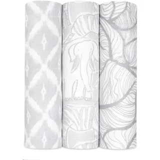Aden + Anais Swaddle Decke - Pack von 3, Culture Club | Silky Soft 120x120cm | Großer 100% atmungsaktives Bambus Musselin Cotton Swaddle Wrap Set für Mädchen & Jungen | Neugeborene und Kinderschlaf