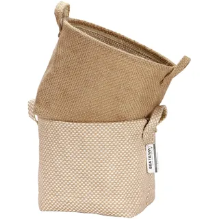 Sea Team Aufbewahrungskörbe Organizer Box Bins aus Jute- und Baumwollleinen Faltbar mit Griff Dekorativ für Haushaltswaren Schreibwaren Kleinigkeiten Spielzeug Jewerly Farbe Beige 26 * 26 * 26CM 2PCS