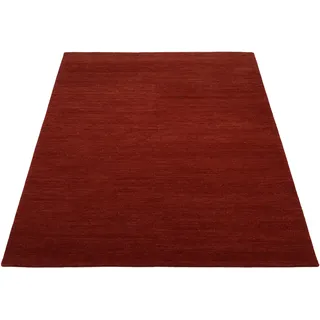 Orientteppich OCI DIE TEPPICHMARKE "HIMALI UNI", rot (dunkelrot), B:250cm H:5mm L:350cm, Wolle, Teppiche, Orientteppich, reine Wolle, handgeknüpft, mit Fransen, Wohnzimmer