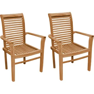 Teako Design Stapelstuhl Cosenza aus massivem Teakholz – robuster Gartenstuhl mit Armlehnen, stapelbar und witterungsbeständig