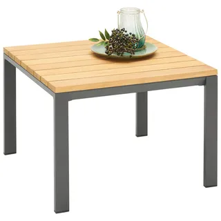 Ambia Garden Loungetisch , Anthrazit, Naturfarben , Holz, Metall , Eukalyptusholz , massiv , quadratisch , eckig , 65x40x65 cm , Gartenmöbel, Gartentische