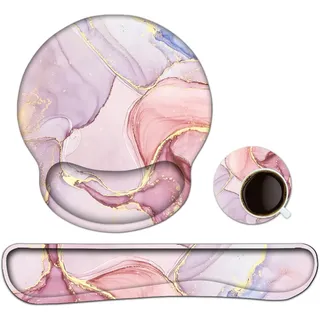 3-in-1 Handgelenkauflage Set, Mauspad mit Gelkissen+Handballenauflage Tastatur+Untersetzer,Ergonomisches Mauspad mit Handauflage,rutschfest Gaming Mousepad für Zuhause,Büro