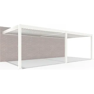 Weide E-Deluxe Plus | elektrische Wand Pergola mit LED | Voll Aluminium | 4 x 8 M | motorisiertes Lamellendach weiß - Weiß