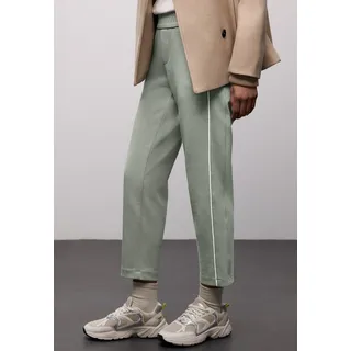 Stoffhose STREET ONE "Style Bonny Piqué", Damen, Gr. 46, Länge 28, schwarz mint grün, Web, Obermaterial: 50% Polyester, 46% Baumwolle, 4% Elasthan. Futter: 100% Polyester, unifarben mit Farbeinsatz, lang, Hosen Stoffhose, mit Tape-Detail