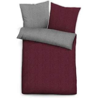 Biberna Wendebettwäsche dunkelrot 1x 155x220 cm + 1x 80x80 cm - Dunkelrot