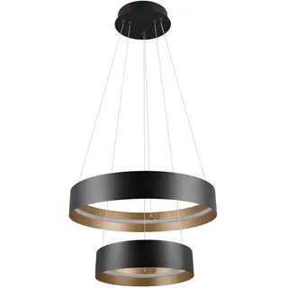 Musterring Led-Hängeleuchte , Schwarz, Goldfarben , Metall , 150 cm , Farben fixierbar, Farbtemperaturwechsler , Lampen & Leuchten, Leuchtenserien
