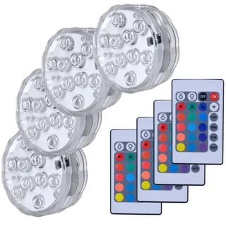 Hitopin Unterwasser Licht mit Fernbedienung, 4 Stück LED Poolbeleuchtung, Pool Beleuchtung Unterwasser, Poolbeleuchtung Unterwasser, Unterwasser LED für Pool Teich Aquarium Badewanne Beleuchtung