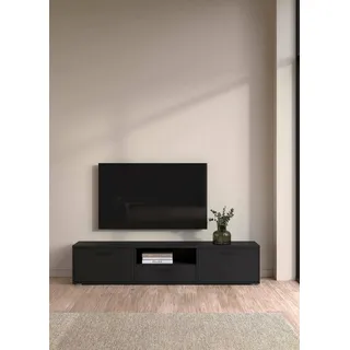 Dmora - Fernsehschrank Harmonie, Ständer für Wohnzimmerfernseher, Niedriges Wohnzimmer-Sideboard, TV-Ständerbasis, 177x40 h38 cm, Schwarz