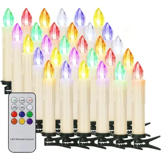 LED-Weihnachtsbaumkerzen, kabellos, wasserdicht, 30 Stück, Weiß - Weiß
