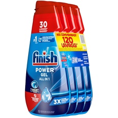 Finish Powergel Geschirrspülmittel Fresh, Spülmaschinengel, 120 Waschgänge, 4 Packungen mit je 30 Spülmaschinen