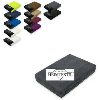 Exklusiv Heimtextil Frottee Spannbettlaken Marke 180-200 x 200 cm 80% Baumwolle, 20% Polyester Öko - Tex Zertifiziert, Markenqualität, Matratzenhöhe bis 25 cm, Anthrazit