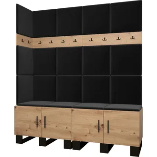Garderobe ARTIN Set 12 mit gepolsterten Paneelen Industrial Design - Braun