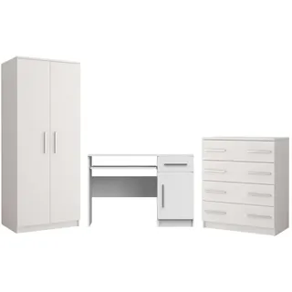 Deine Möbel 24 Jugendzimmer-Set Olmo I 3-teilig Weiß , Holzwerkstoff , 270x192x50 cm , Babymöbel & Kindermöbel, Kinderzimmer & Jugendzimmer, komplette Jugendzimmer