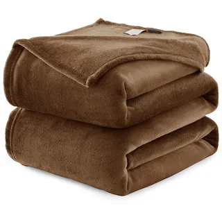 WAVVE Kuscheldecke Flauschig Decke Fleecedecke - Sofadecke Braun 220x240 cm Wohndecke Sommer Couchdecke Weich, XXL Groß Decke Sofa Leicht