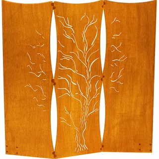 HOME DELUXE - Sichtschutz Treeflow - 120 x 41,5 cm - wetterbeschändig, edle Rostoptik I Rostschild, Gartenstecker, Roststecker - Orange