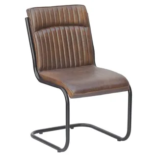 MASSIVMOEBEL24.DE Freischwinger Echtleder 52x61x92 braun IRON LABEL #03 - Braun