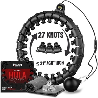 K-MART Smart Weighted Hula Hoop, verstellbar, gewichteter Hula-Reifen, 27 Knoten, Schwarz