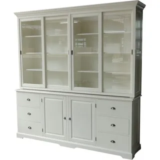 Großer Shabby Chic Landhaus Stil Schrank mit 4 Türen und 6 Schubladen - Buffetschrank - Schrank Esszimmer - Weiß