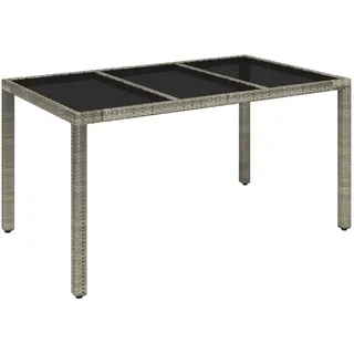 vidaXL Gartentisch mit Glasplatte Grau 150x90x75 cm Poly Rattan - Grau