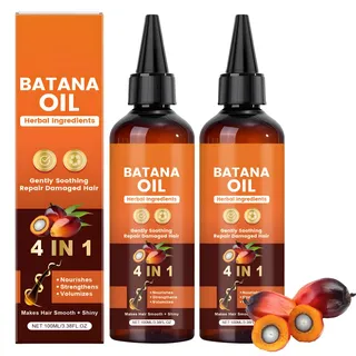 2 Stück Raw Batana Oil Paste, Natürliches Haaröl, Batana Öl Repariert Beschädigtes Haar, Glanz & Pflege für Männer und Frauen, 200ml