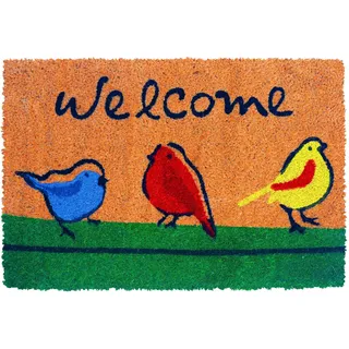 Relaxdays Fußmatte Kokos, Welcome, 60x40cm, rutschfest, Mehrfarbig | wetterfest, Fußabstreifer innen & außen, Türvorleger