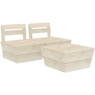 3-tlg. Garten-Paletten-Lounge-Set Imprägniertes Fichtenholz - Beige, Bunt