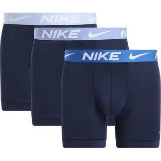 Boxer NIKE UNDERWEAR "BOXER BRIEF 3PK", Herren, Gr. XXL, 3 Stk., obsdn, lit armry bl, wrk bl, brllnt bl, Jersey, Obermaterial: 92% Polyester, 8% Elasthan, körpernah, Unterhosen Boxer, mit Logo-Elastikbund