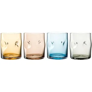 LEONARDO HOME VESUVIO Trinkglas • 1 Set • Farbige Gläser • Einschlüsse im Glas • Wasserglas • Softdrinkbecher • Vier Farben im Mix • Spülmaschinengeeignet • Harmonisches Design • 300 ml • 077375