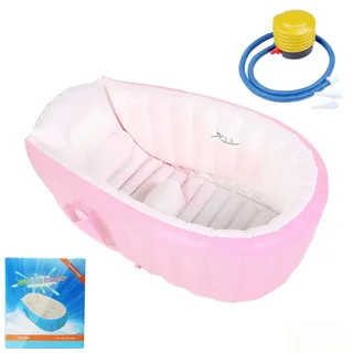 Anluomafuy Aufblasbare Baby Badewanne, Säuglings Kinder Badewanne mit Luftpumpe, Reise Tragbare Badewanne für Dusche Kinder, Planschbecken, Neugeborenen Bad für Jungen und Mädchen