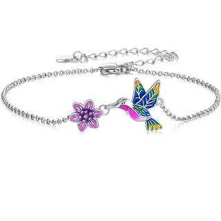 YAFEINI Kolibri Fußkettchen Sterling Silber 925 Damen Mädchen Kolibri und Gänseblümchen Schmuck Gliederketten Fußkettchen