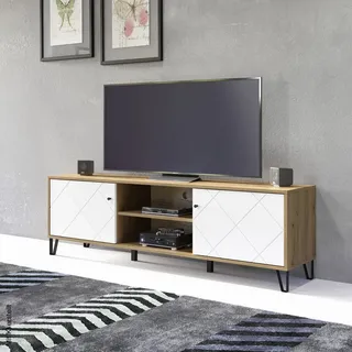 CaliCosy Touch Lowboard 183 x 56 x 40 cm Weiß/Eiche Holz