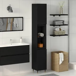 vidaXL Badezimmerschrank Schwarz Eichen-Optik 30 x 30 x 190 cm - Schwarz