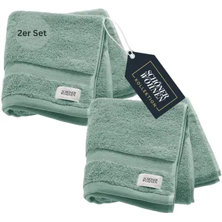 SCHÖNER WOHNEN 2er Set Premium Handtuch 50x100 cm - saugstark - Luxus Handtücher Anthrazit 2teilig - 100% Baumwolle - flauschig weich - als Handtuch-Set kombinierbar - Frottiertücher - Öko-Tex