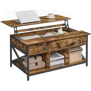 VASAGLE Couchtisch höhenverstellbar Braun Spanplatte 60 x 100 x 48-62 cm