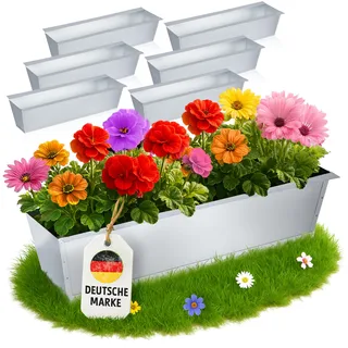MC-Trend Blumenkasten für Europaletten – verzinktes Metall – wetterfest + rostfrei – Paletten-Balkonkasten mit Ablauflöchern – 38,1x13x9 cm – 247 g – UV beständig – stapelbar – Diverse Sets (6)