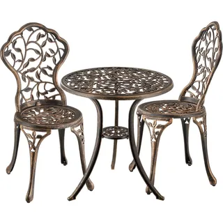 Tectake tectake® Bistroset, für 2 Personen, im Vintage-Design, verspieltes Rankenmuster, Belastbarkeit Stuhl 120 kg