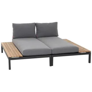 Siena Garden Loungebett , Anthrazit, Grau, Teakfarben , Holz, Metall, Textil , Teakholz , Füllung: Vlies,Schaumstoff, Vlies , einzeln stellbar , wetterbeständig , Gartenmöbel, Loungemöbel, Gartensofas & Loungesofas