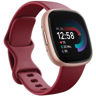 Fitbit Versa 4 BT 41,0 mm Aluminiumgehäuse rosa Sportarmband rot M