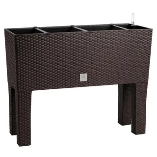 Blumentopf Blumenkasten Blumenkübel Hochbeet Pflanztopf mit Füßen rechteckiger Rattan Bewässerung Wasserstandsanzeiger 4 Farben 2 Größen von rg-vertrieb (800 Umbra)