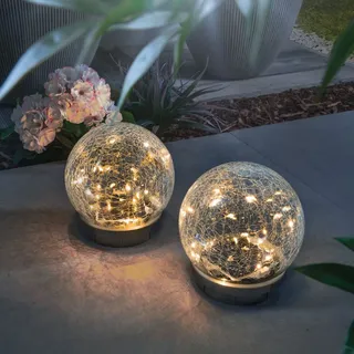 esotec Glas Solarkugel-Set Lichterzauber ⌀15cm Bruchglasoptik wetterfest 102436