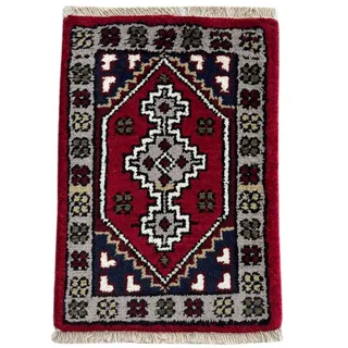 WAWA TEPPICH Handgeknüpfter Wollteppich 40 x 60 cm | Handgefertigter Designteppich aus Wolle für vielseitige Wohnbereiche