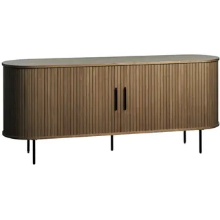 Xora Sideboard , Schwarz, Eiche dunkel , Holzwerkstoff , Eiche , furniert , 2 Fächer , 180x76x45 cm , Beimöbel erhältlich, stehend , Wohnzimmer, Wohnwände, Wohnwand-Serien