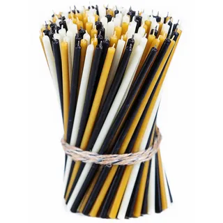 Danilovo Bienenwachs Kerzen (Mehrfarbige) - Orthodoxe Kerzen für Gebet Rituals Tischdeko - Ungiftig, Ruß - Tropffrei, Lang, Nachhaltige Produkte, 150 Stück (3 Farben, Höhe 16,5 cm)